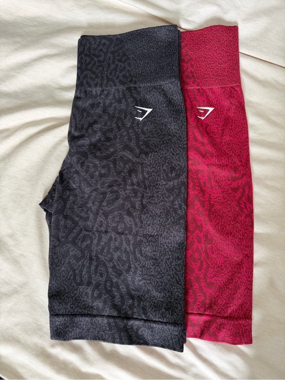 Gymshark Women's Seamless Athletic Shorts — Black & Burgundy